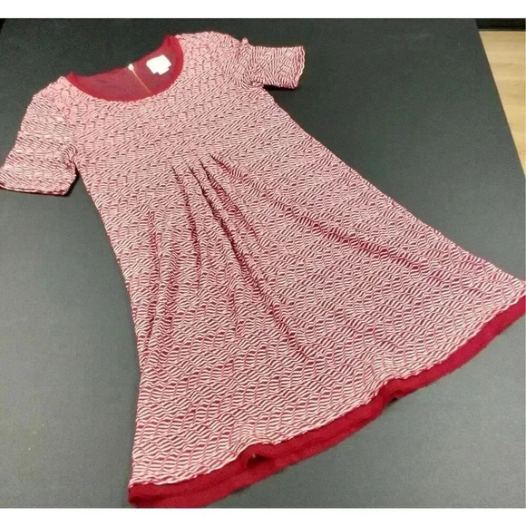 Maeve Anthropologie Women's Red White Puckered Striped Fringe Shift Dress Small - Picture 1 of 12